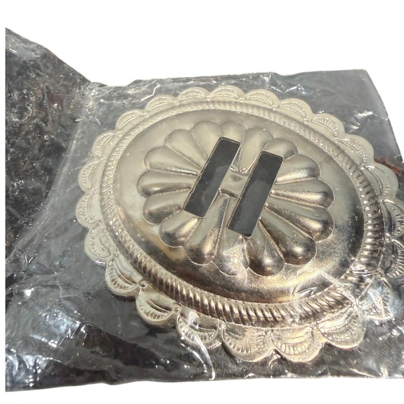 Vintage Silver Tone Belt Buckle Blank Oval Western Craft DIY NOS Scalloped Edge - Picture 6 of 13